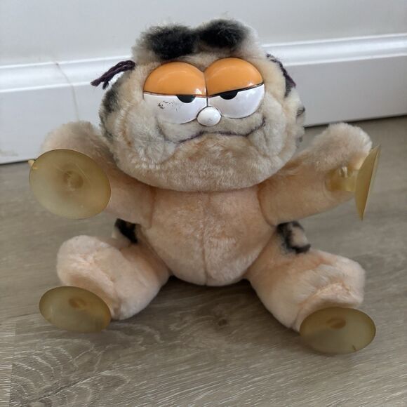 Vtg 1981 Dakin Garfield Plush Suction Cup Cat Toy "Climbing Walls" Striped 6" - Picture 10 of 10